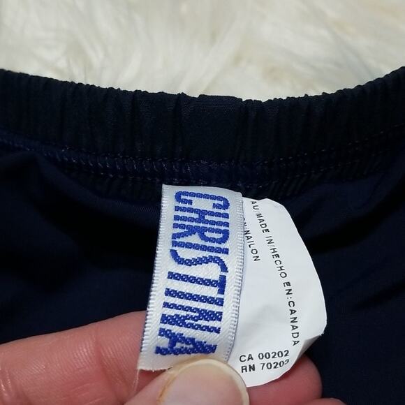 Vintage Christina Navy Blue Women's Plus Board Shorts with Pockets - Picture 3 of 8